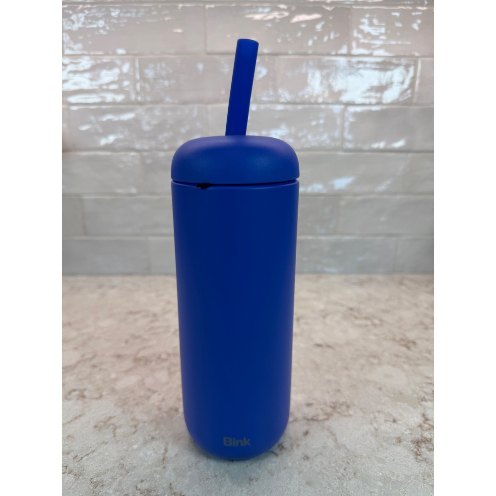 Bink Straw Tumbler Cobalt Blue 21oz Insulated Steel Ceramic Coated Water Bottle